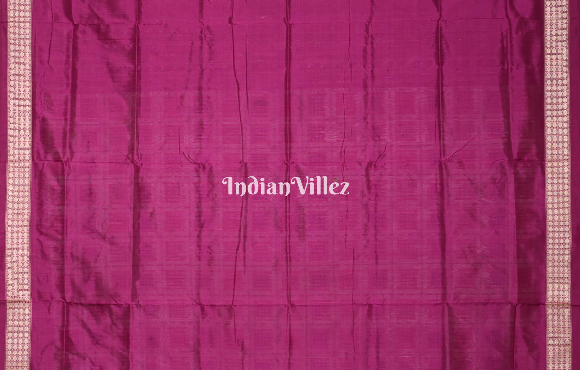 White Magenta Pink Ashwini Odisha Ikat Sambalpuri Silk Saree