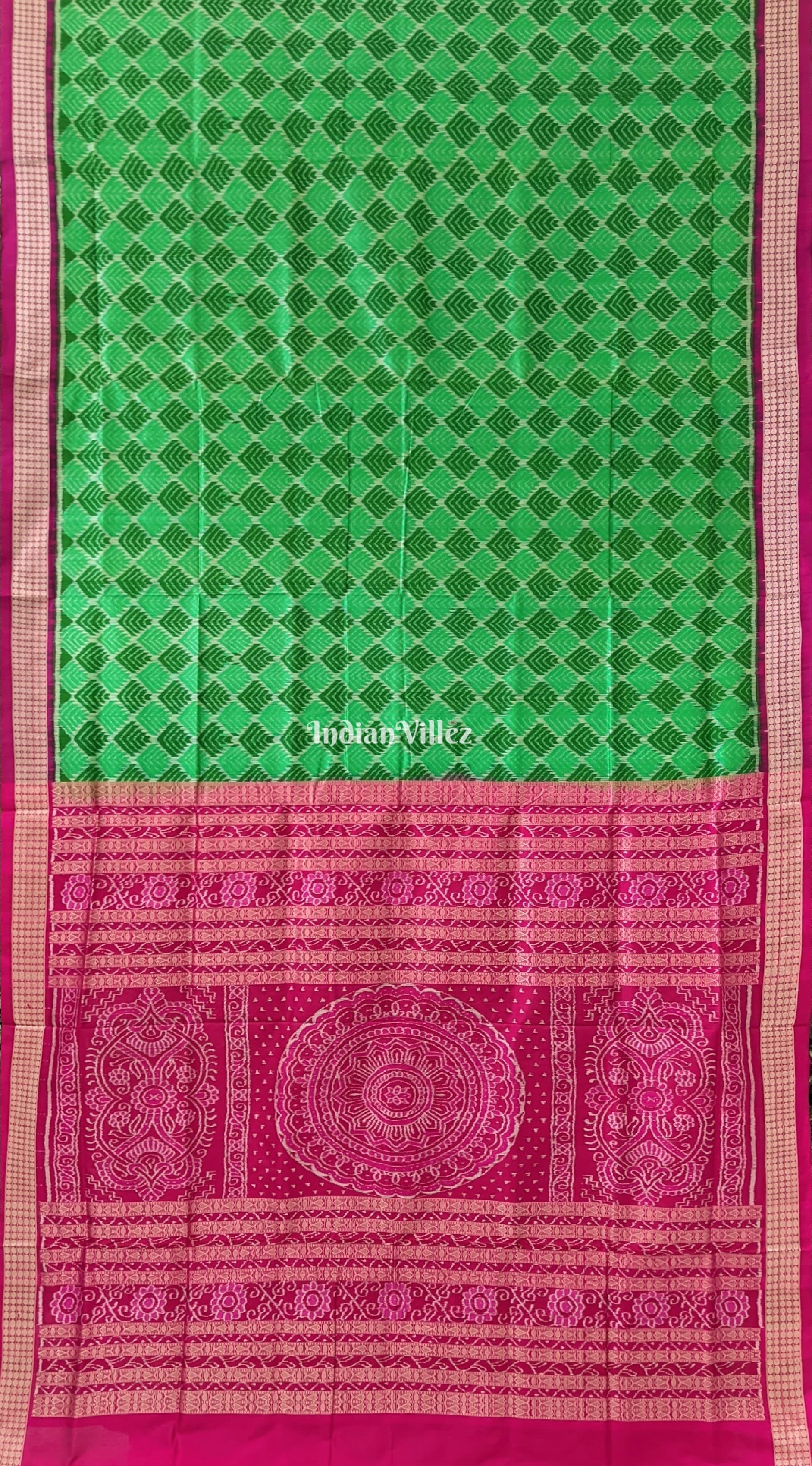 Green Odisha Ikat Pure Sambalpuri Silk Saree