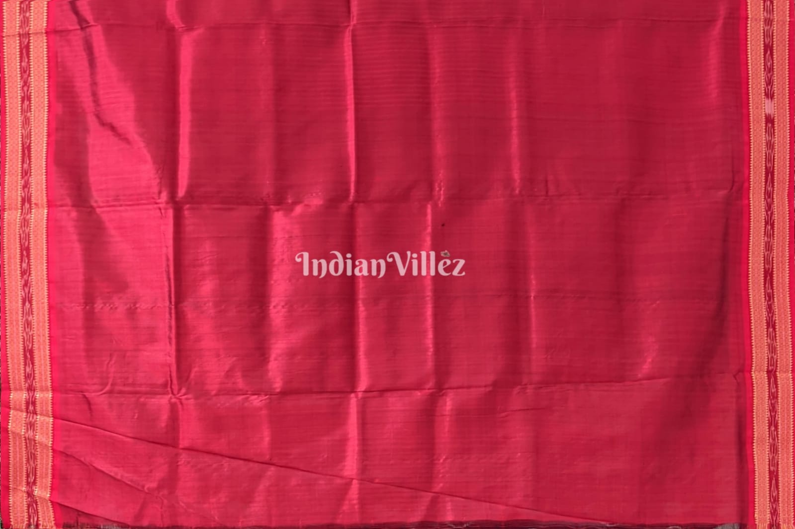 Red Shankha Design Khandua Silk Saree with Pasapali Aachal