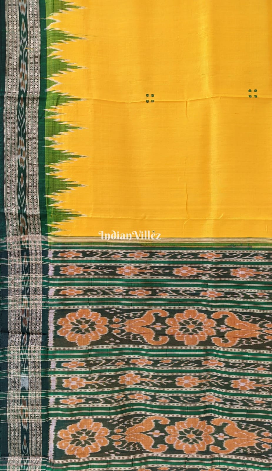 Yellow Butta Design Khandua Silk Saree