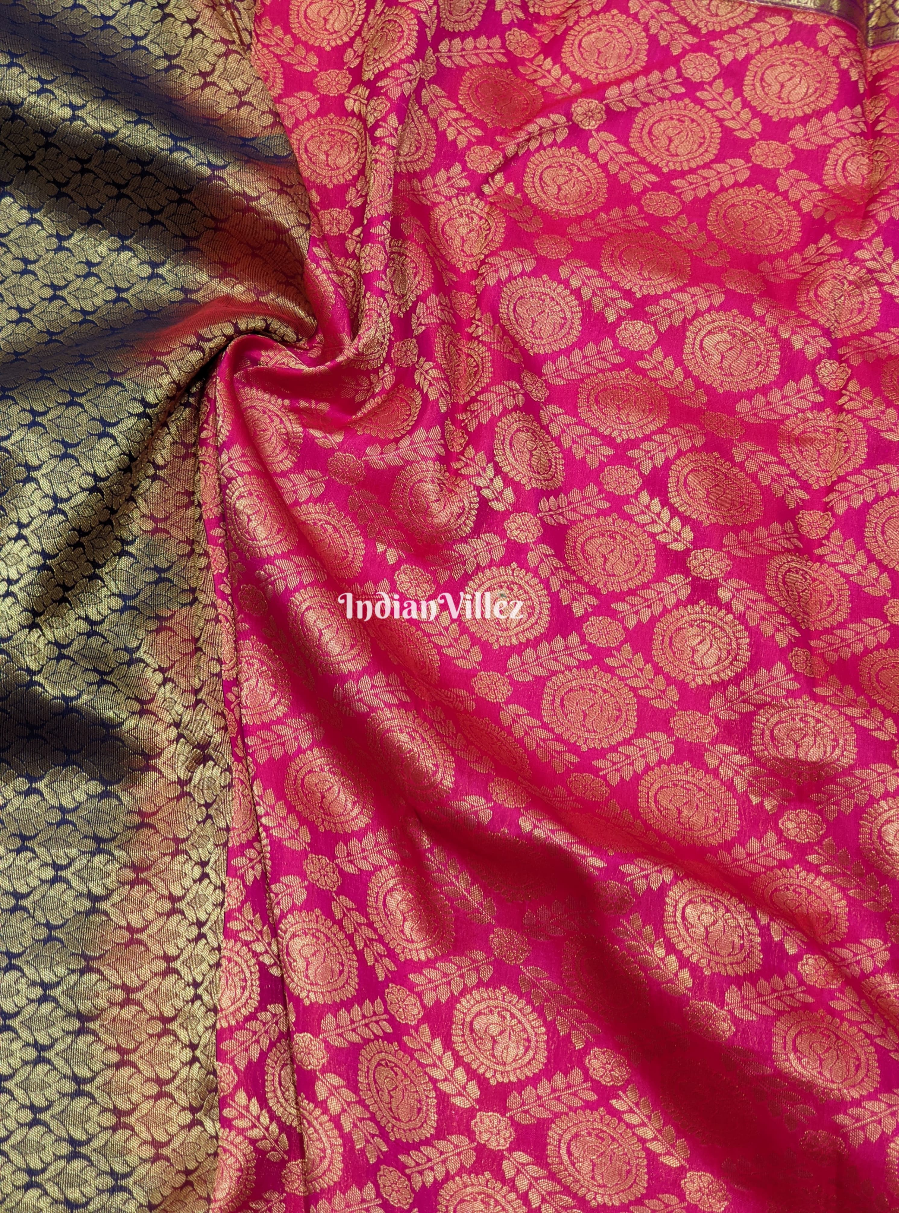 Rani Pink Pure Kanjivaram Silk Saree