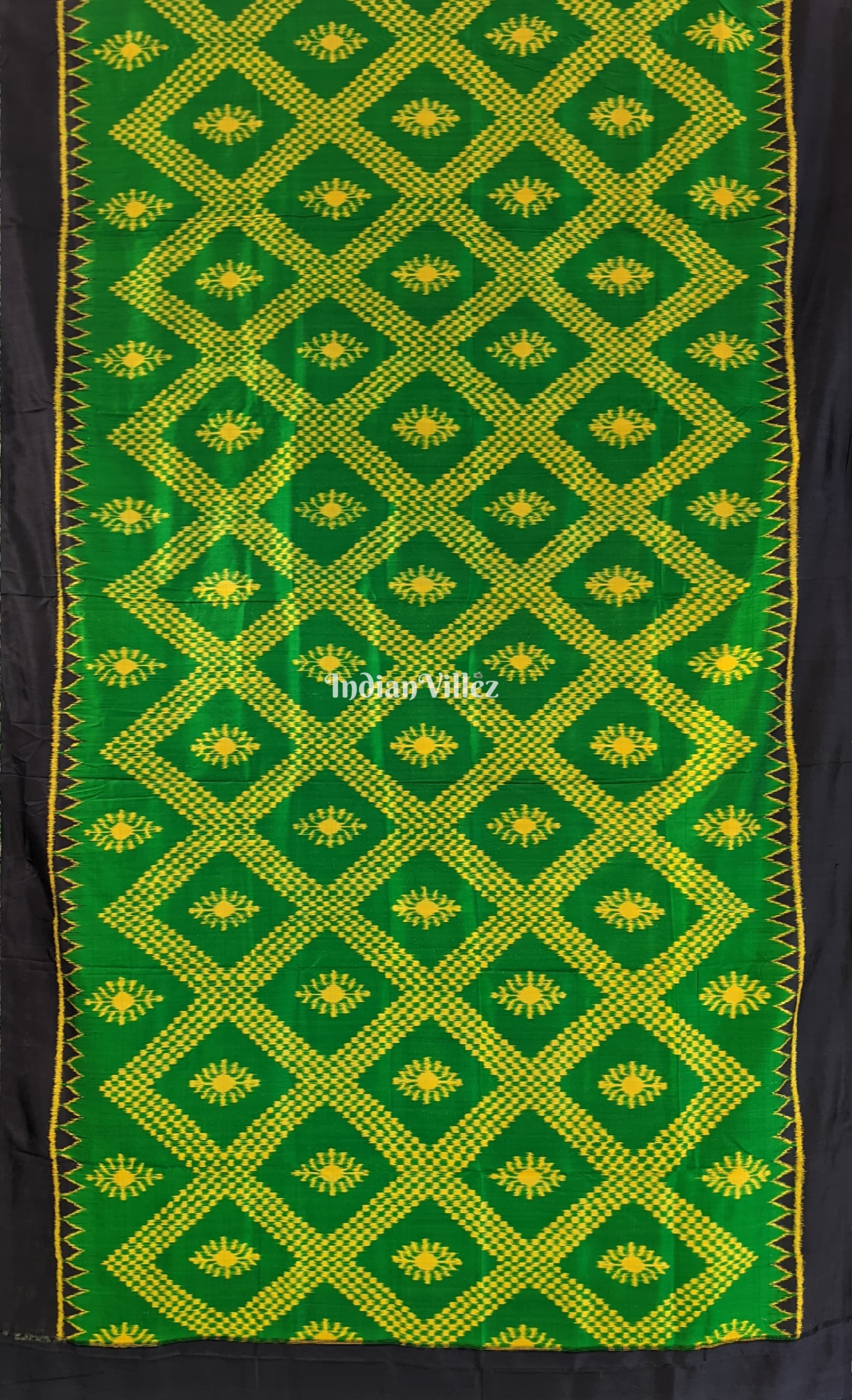 Green Contemporary Odisha Ikat Tarabali Silk Saree