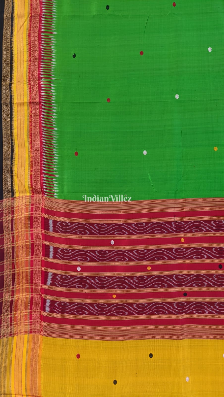 Parrot Green Kathiphera Odisha Ikat Khandua Silk Saree