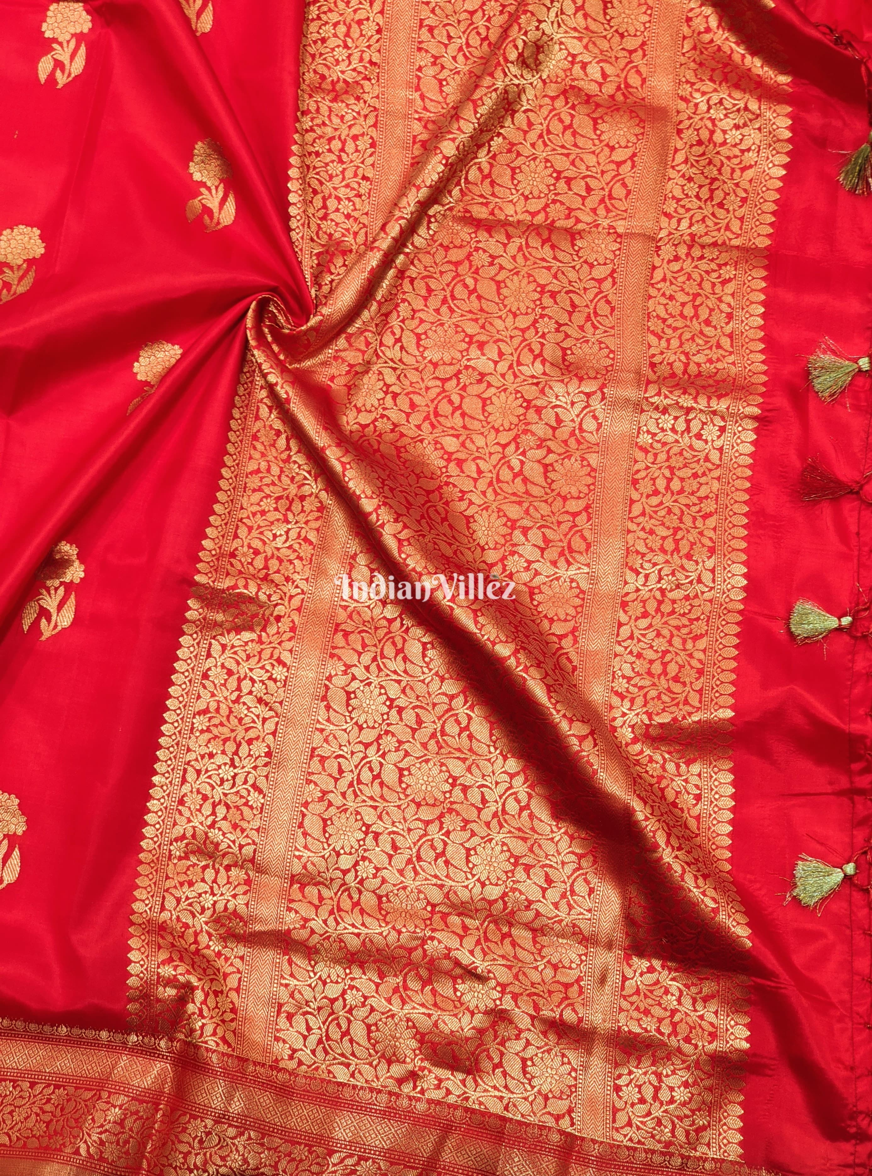 Red Designer Banarasi Katan Silk Saree