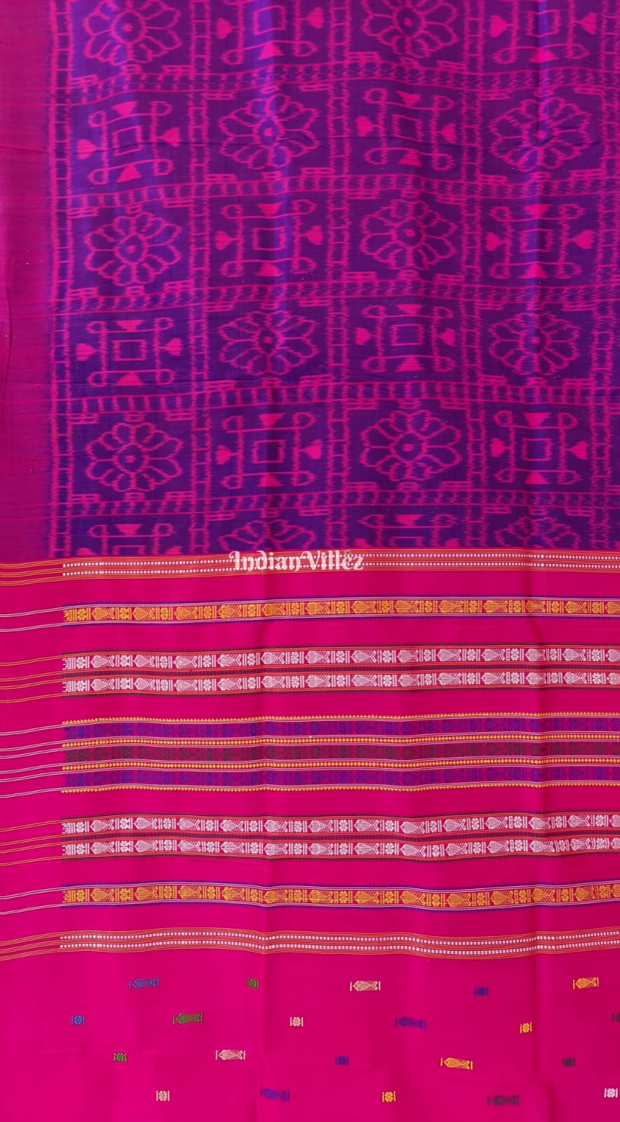 Purple Swastik Flower Contemporary Silk Saree with Double Pallu