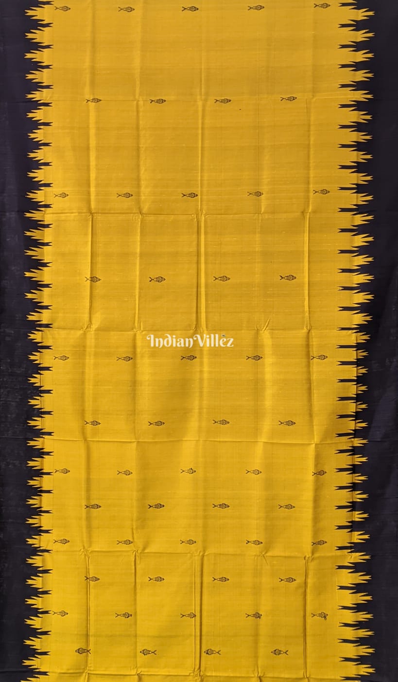 Golden with Multicolor Double Palla Berhampuri Silk Saree 