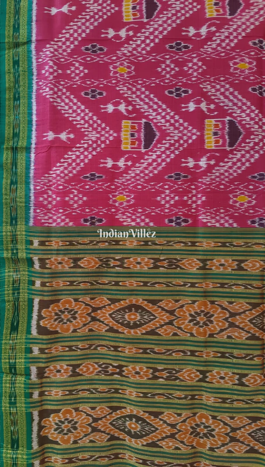 Pink Tribal Odisha Handloom Khandua Silk Saree
