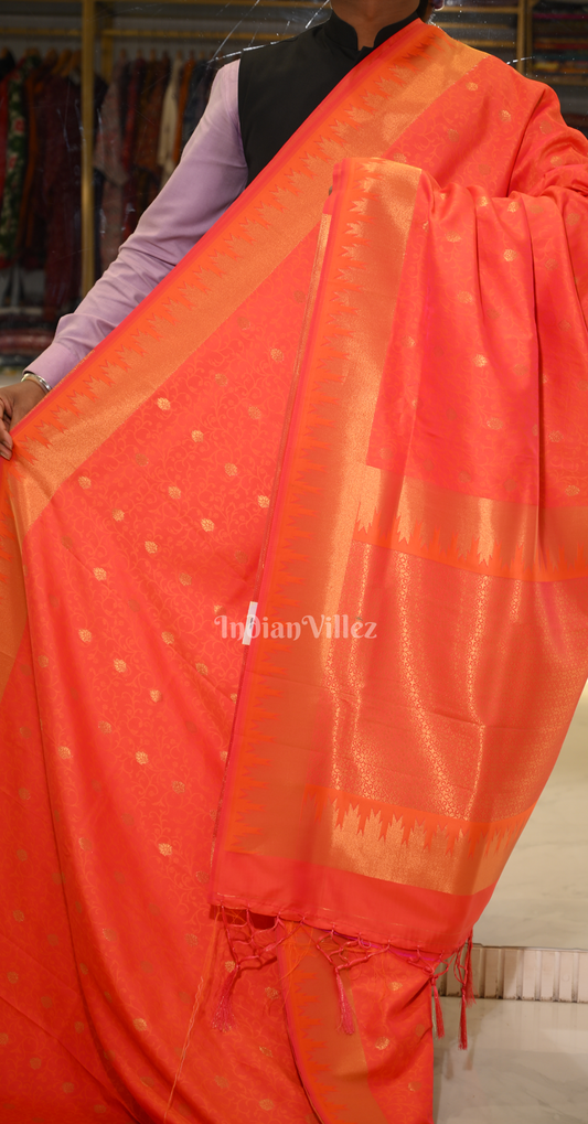 Orange Weaving Silk Saree With Heavy Blouse