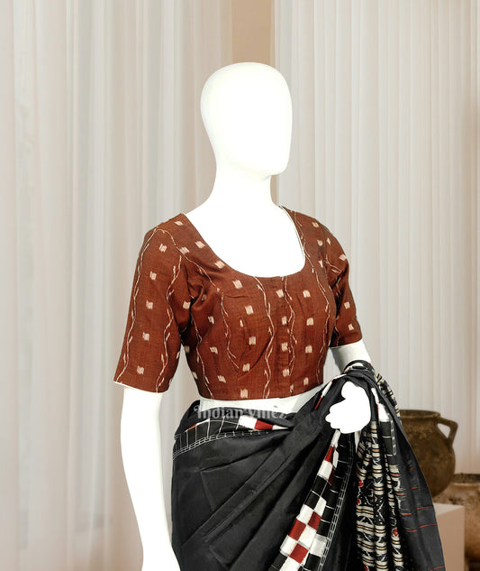 Maroon Tipa Design  Odisha Ikat Sambalpuri Cotton Blouse