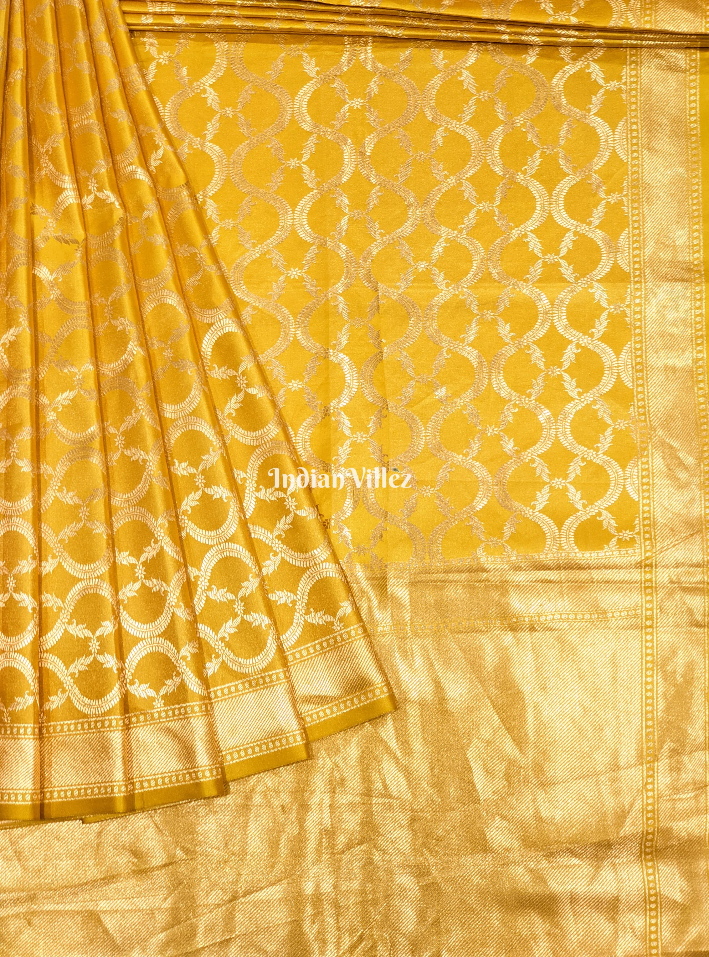 Yellow Floral Theme Designer Banarasi Tissue Saree