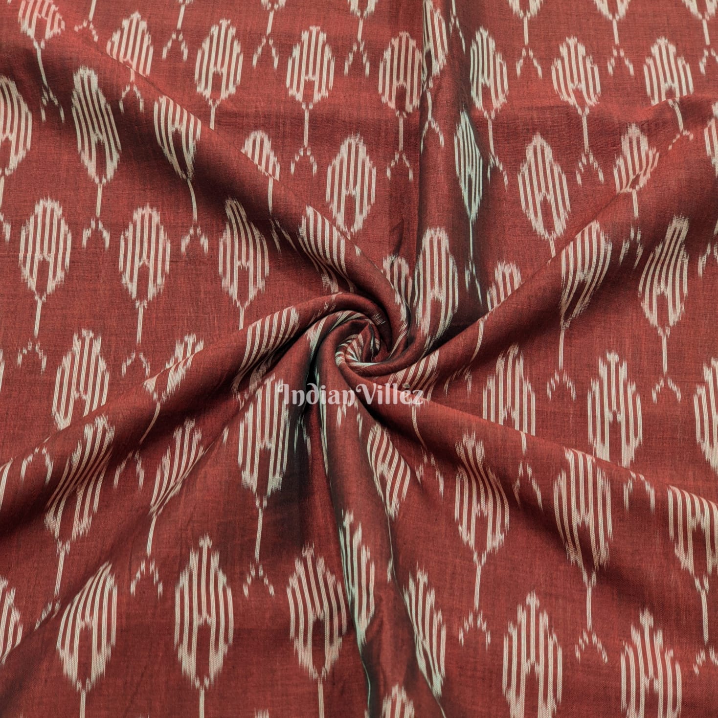 Deep Maroon Pochampally Ikat Fabric