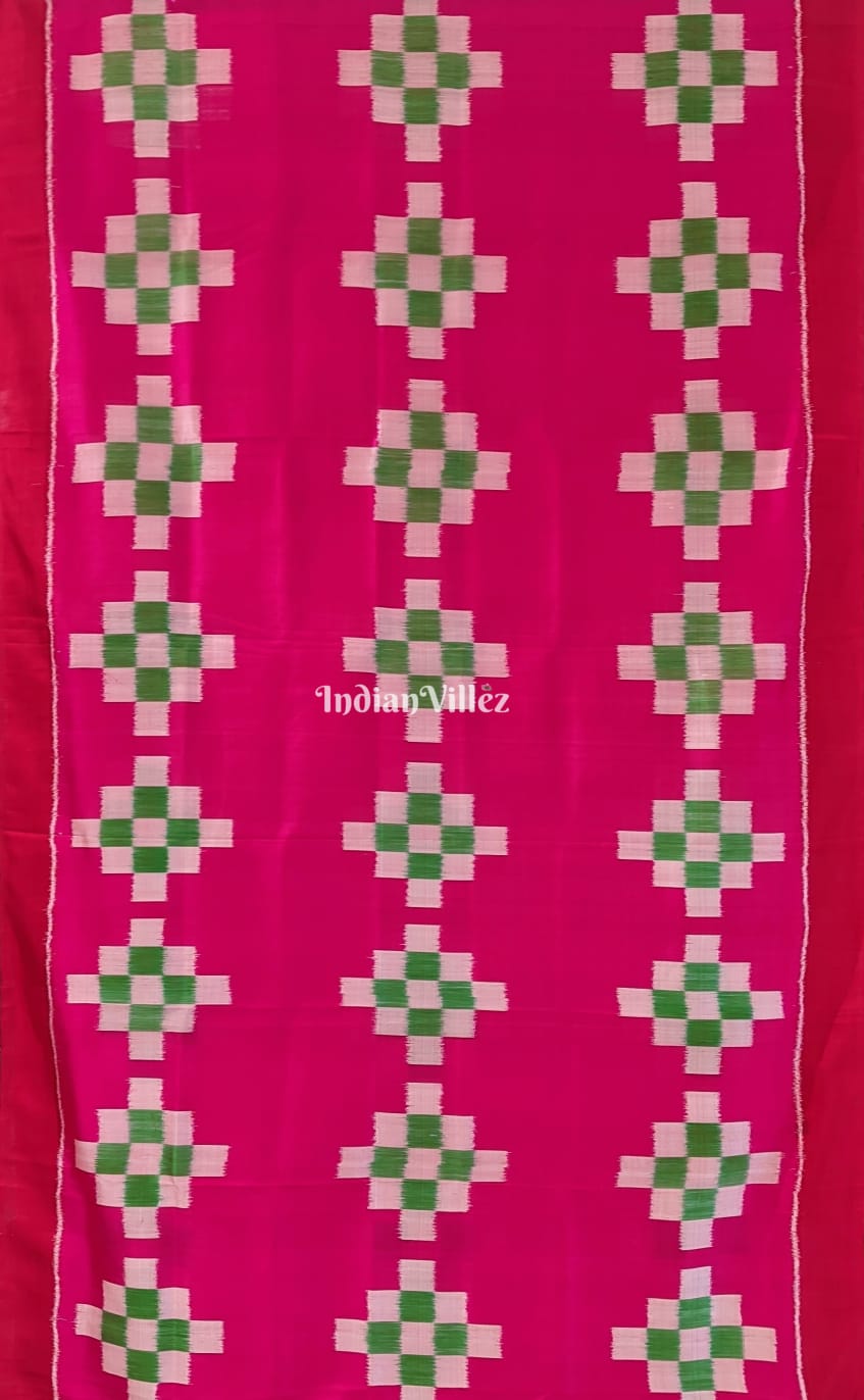 Rose Red Pasapali Contemporary Khandua Silk Saree