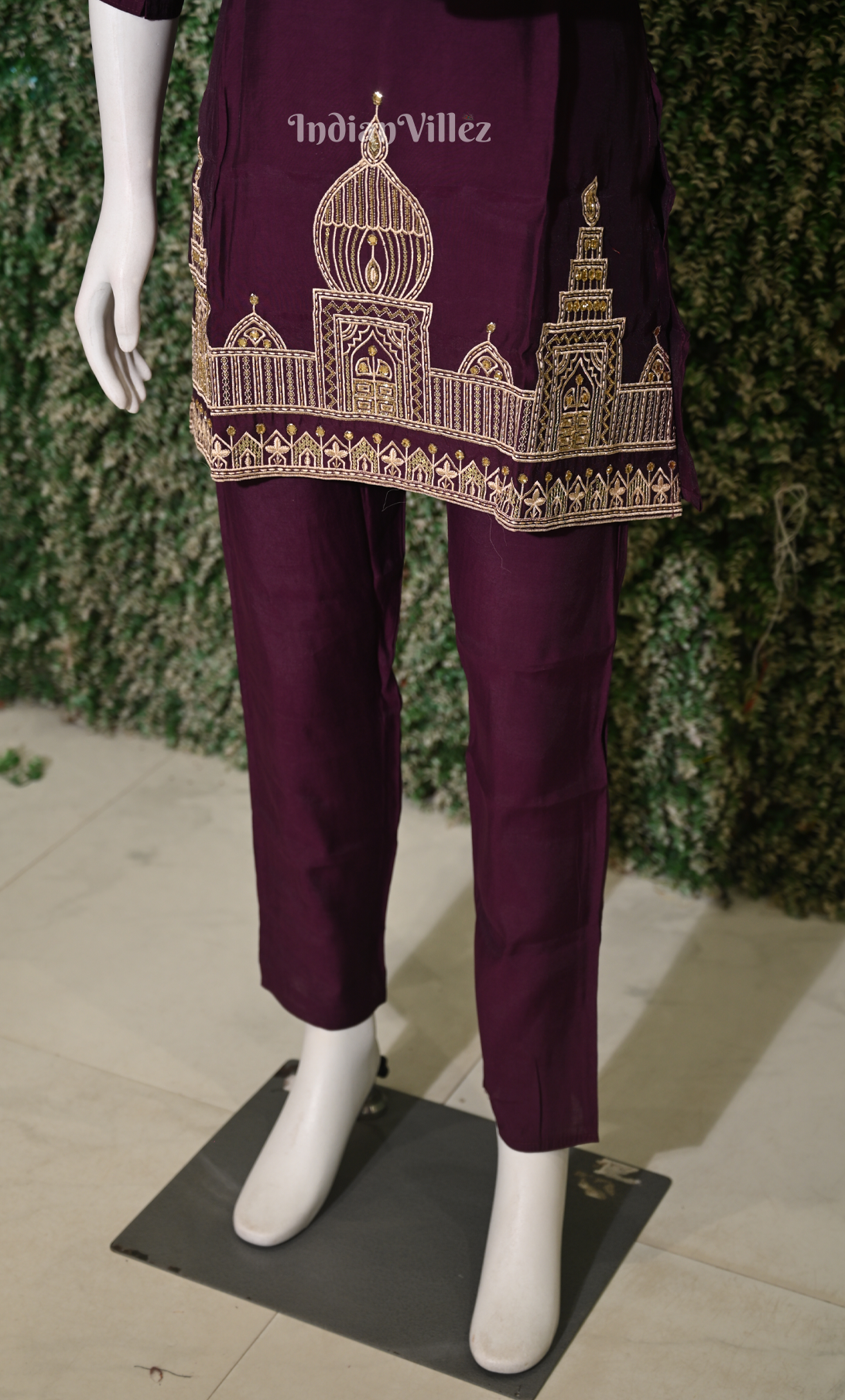 Designer Purple Embroidery Kurta & Pant Set-(Co-Ords Set) 