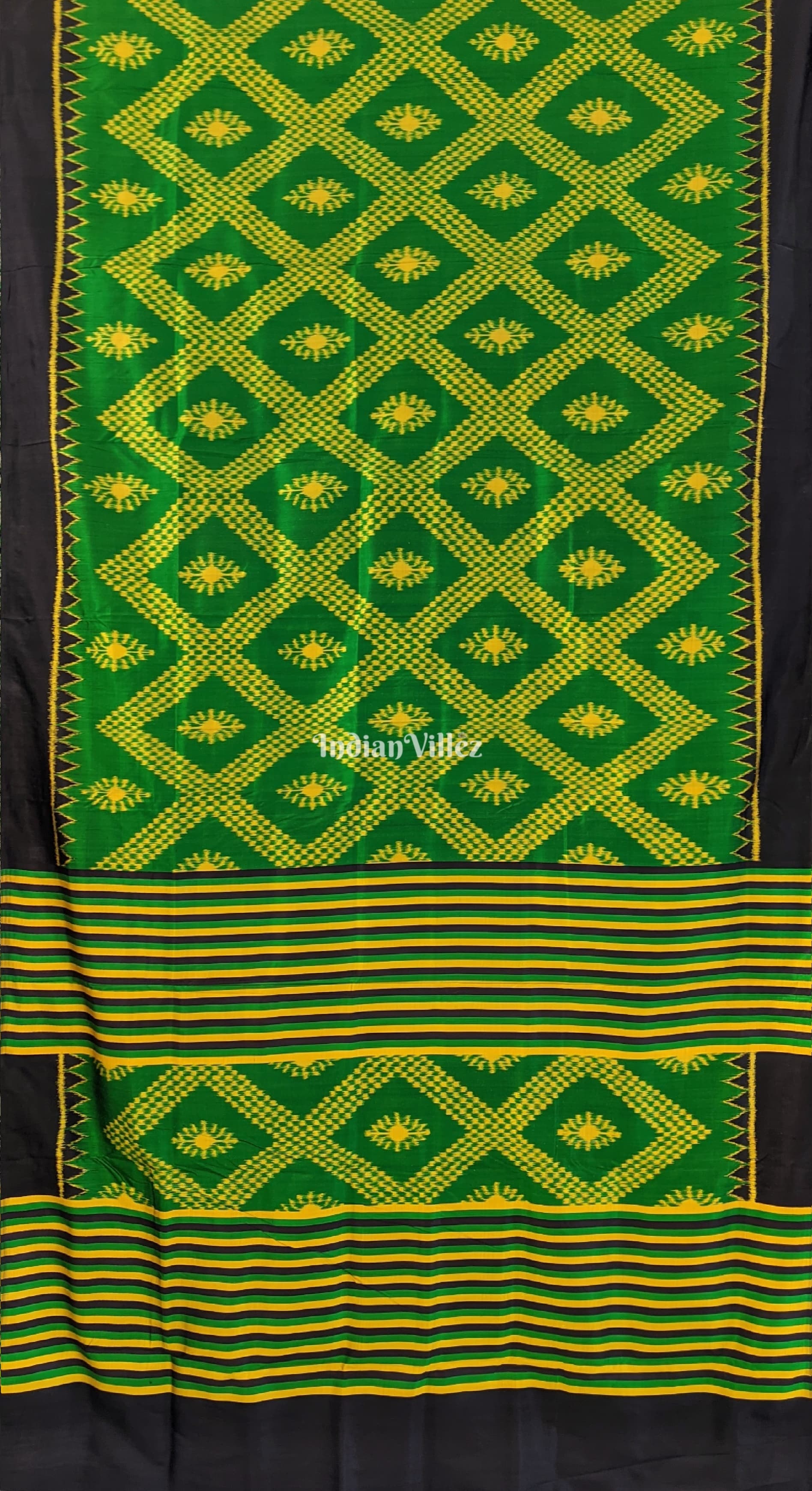 Green Contemporary Odisha Ikat Tarabali Silk Saree