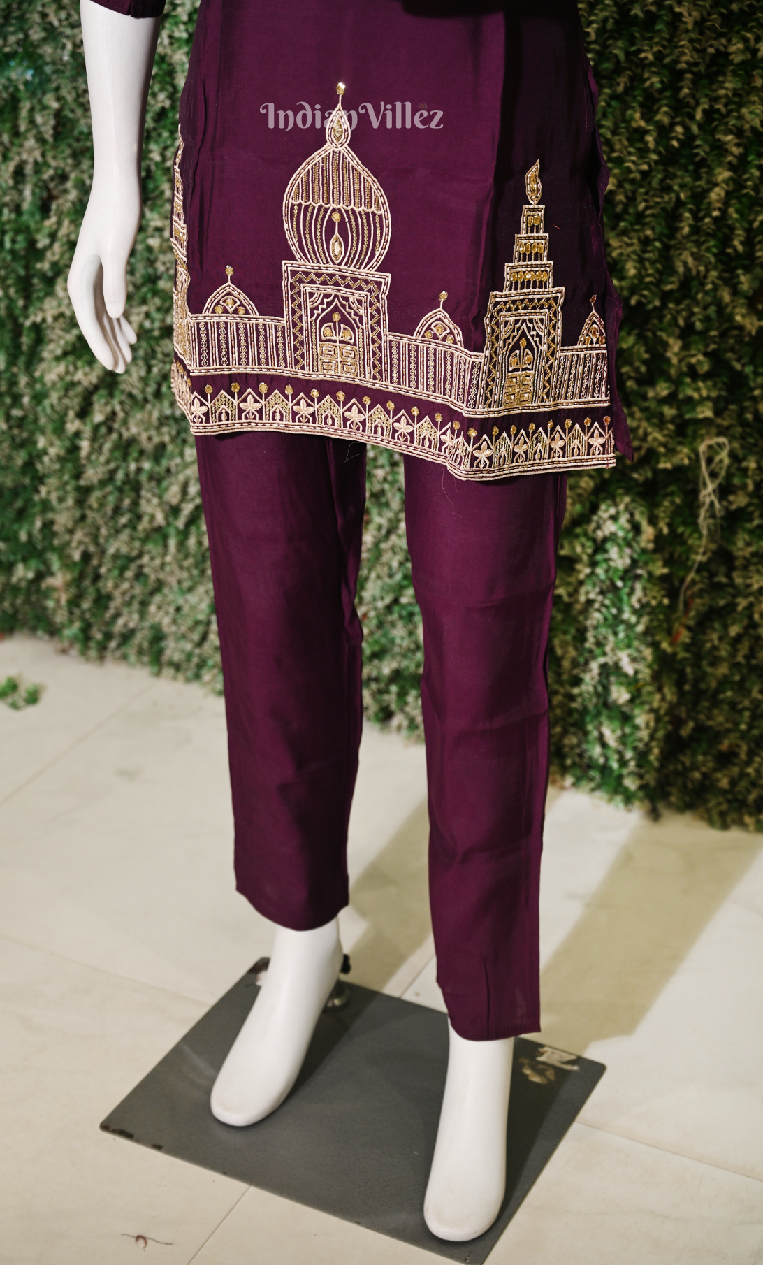 Designer Purple Embroidery Kurta & Pant Set-(Co-Ords Set) 