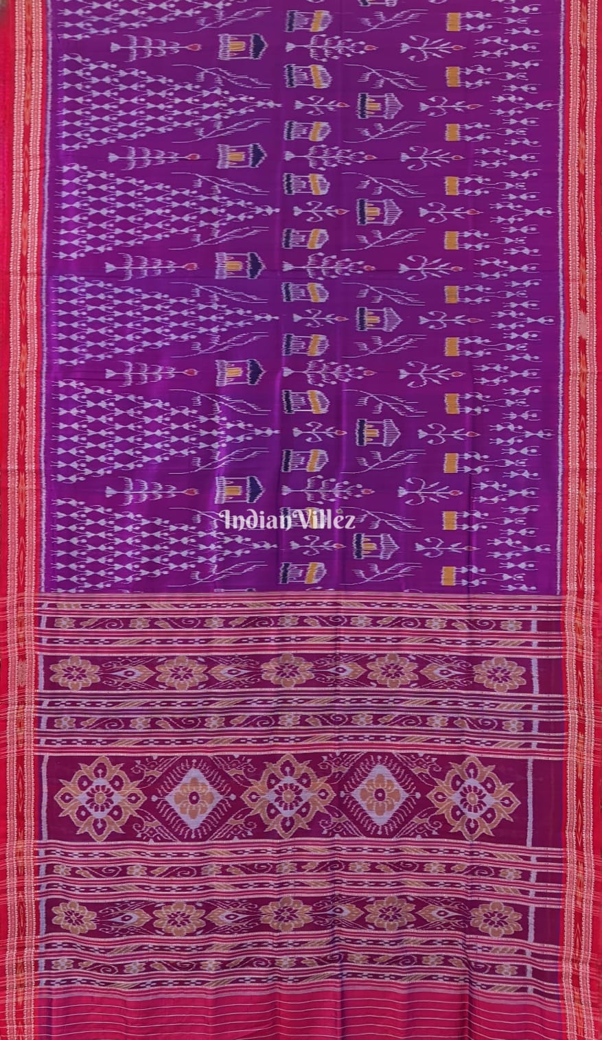 Violet Tribal Theme Odisha Ikat Khandua Silk Saree