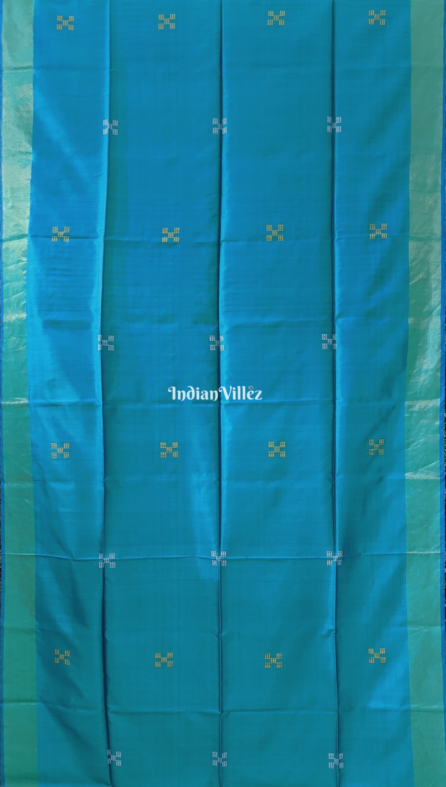 Teal Green with Purple Handwoven Soft Silk Saree
