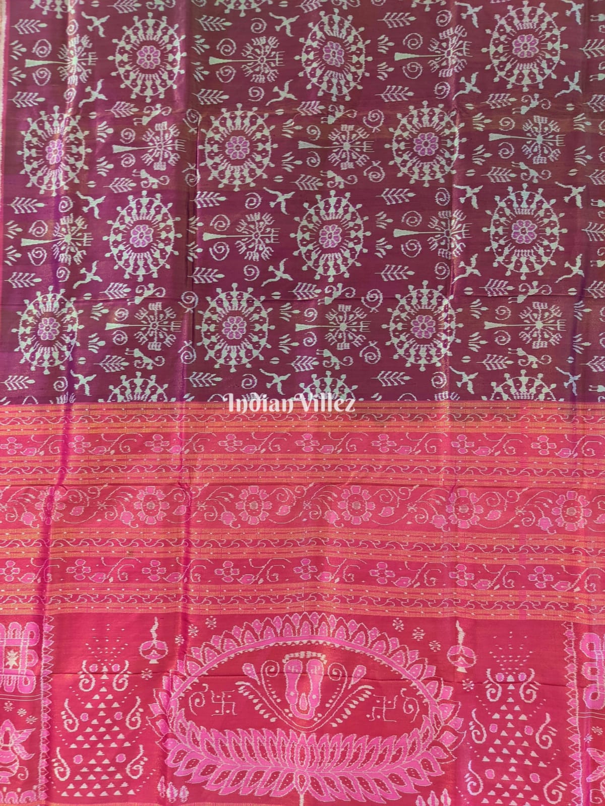 Purple Body Tissue Sambalpuri Silk Saree with Zari Border