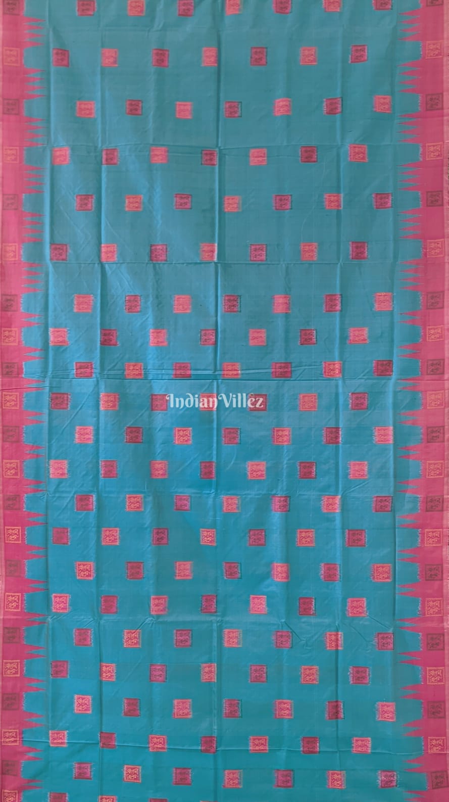Copper Sulphate Pink Bomkai Sambalpuri Silk Saree