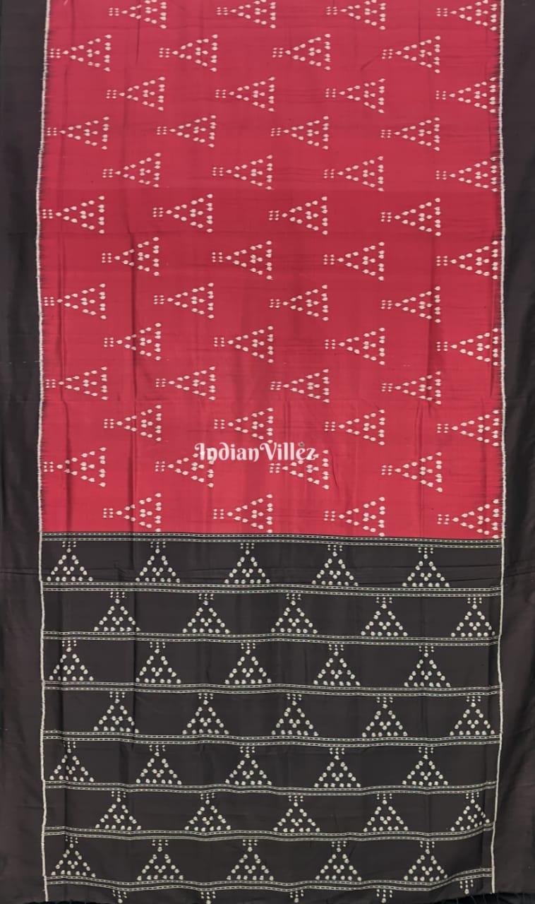 Maroon Jhoti Odisha Handloom Contemporary Sambalpuri Silk Saree ( USA_V )