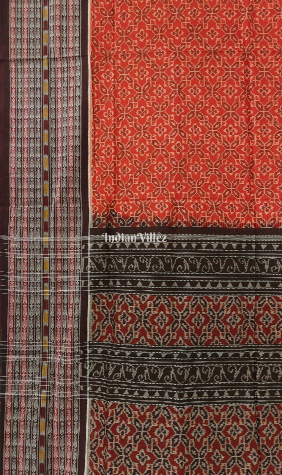 Orange Odisha Ikat Sambalpuri Cotton Saree