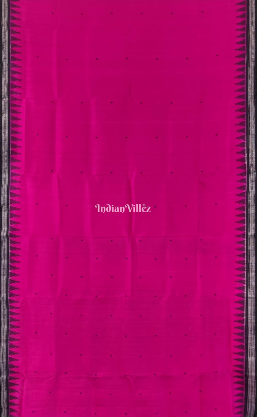 Rani Pink Traditional Double Pallu Berhampuri Silk Saree