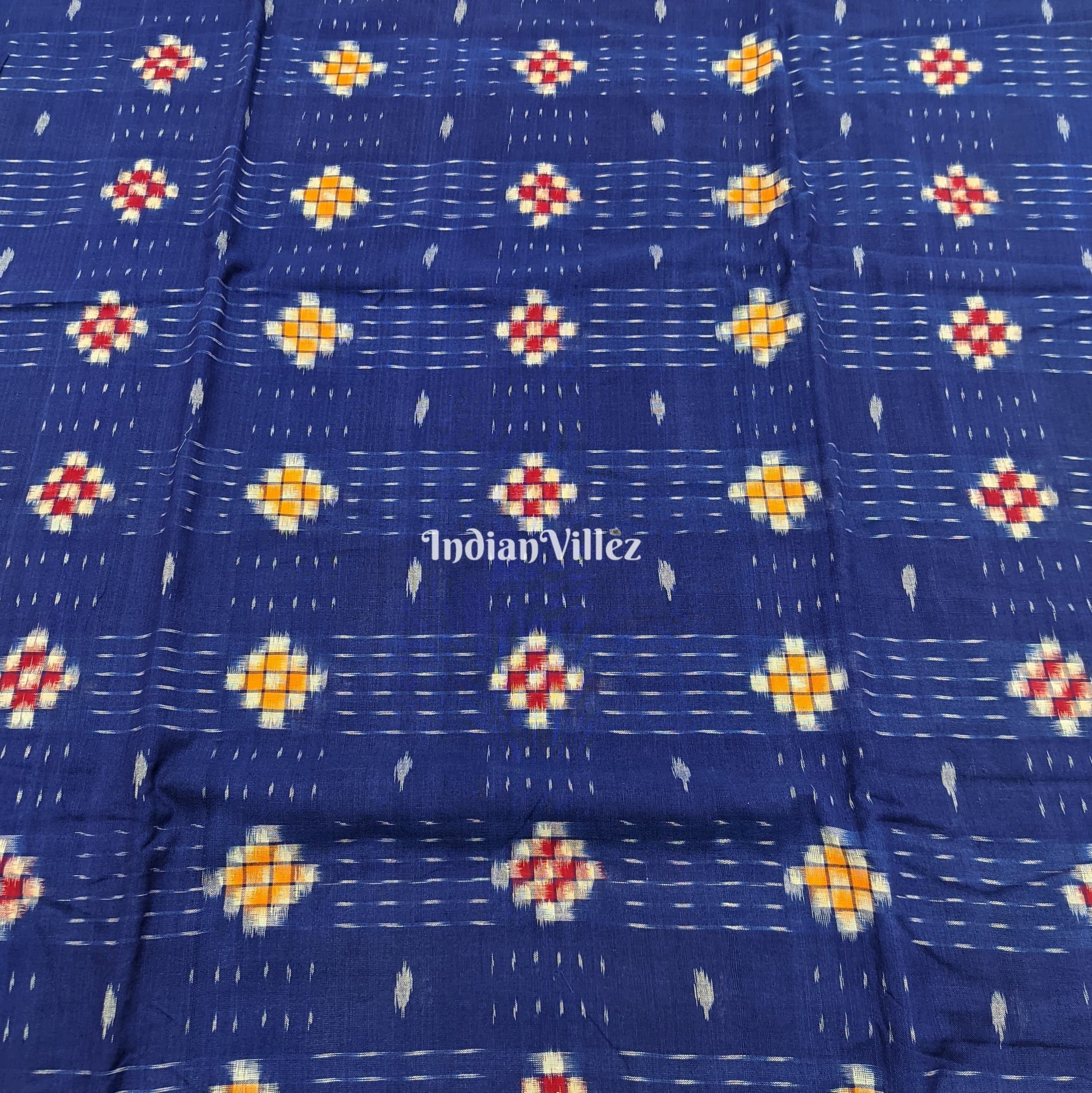 Blue Pasapali Sambalpuri Ikat Cotton Fabric