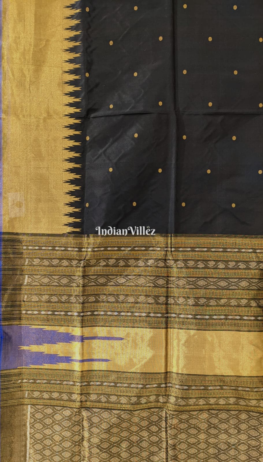 Black Golden Border Tissue Zari Sambalpuri Silk Saree
