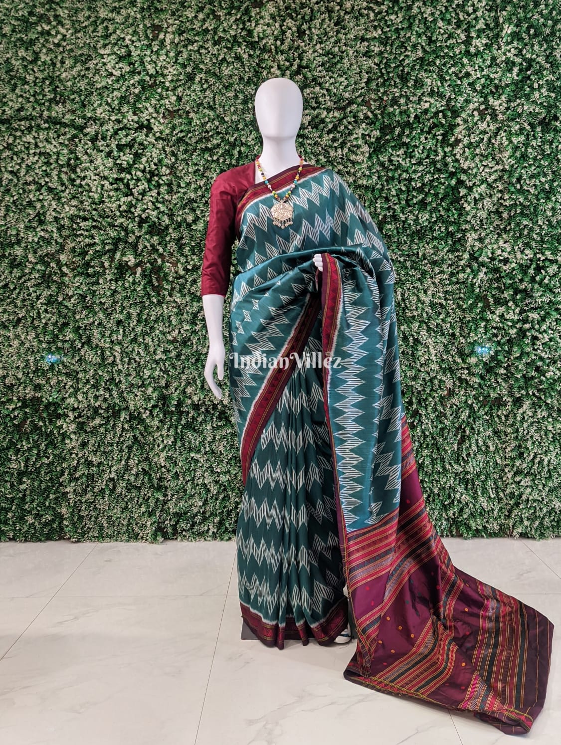 Dynasty Green Designer Contemporary Silk Saree with Dongria Border