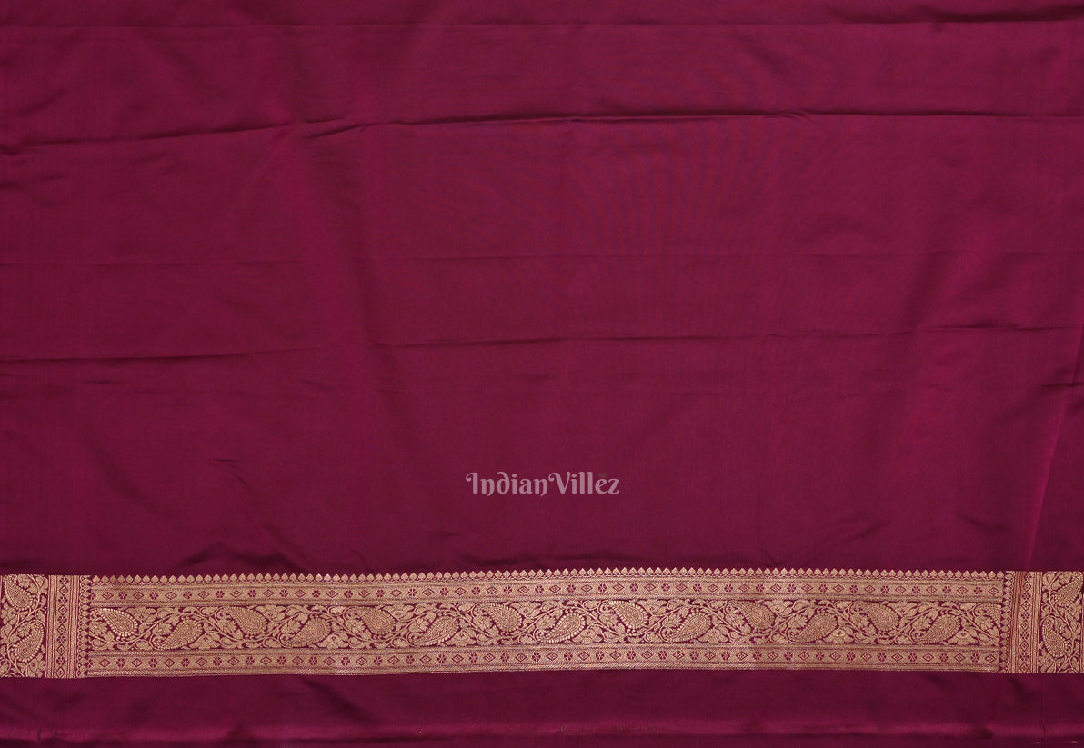 Purple Wine Meenakari Pure Mashru Satin Silk Banarasi Saree