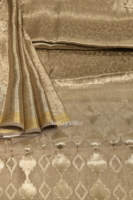 Silver Zari Woven Tissue Banarasi Saree 