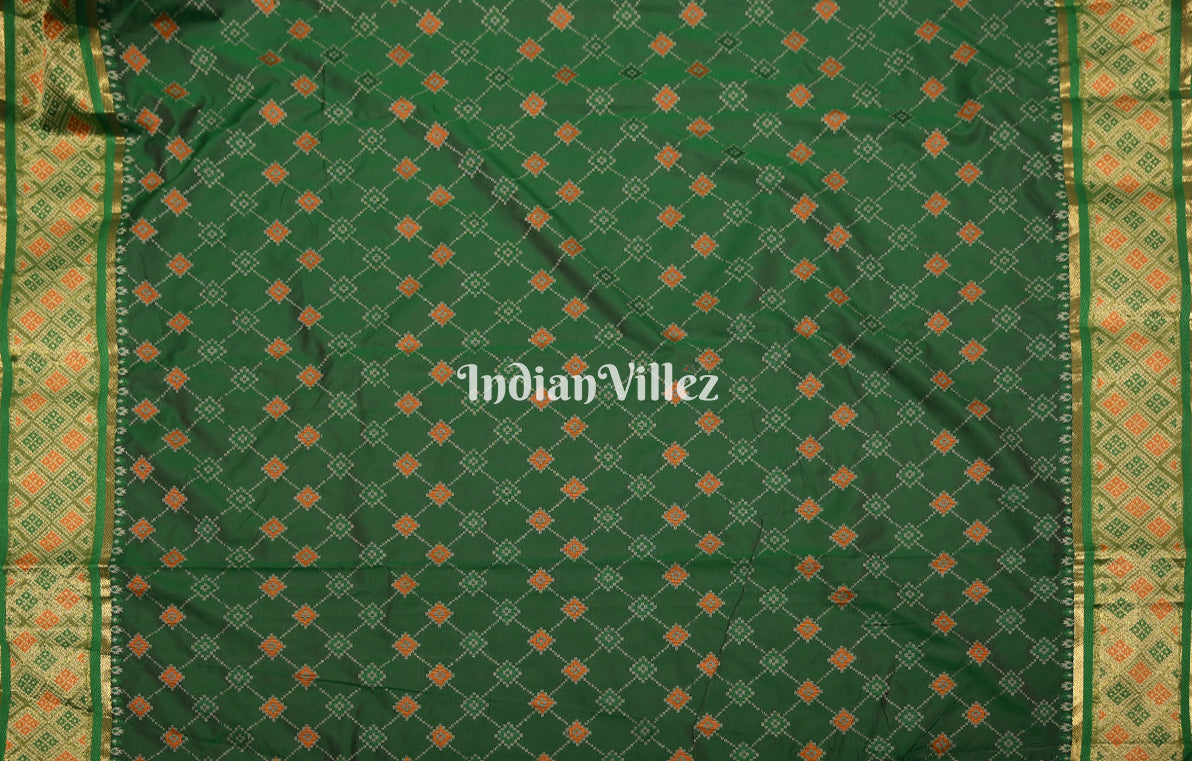 Wine Green Patola-Inspired Pochampally South Silk Saree 