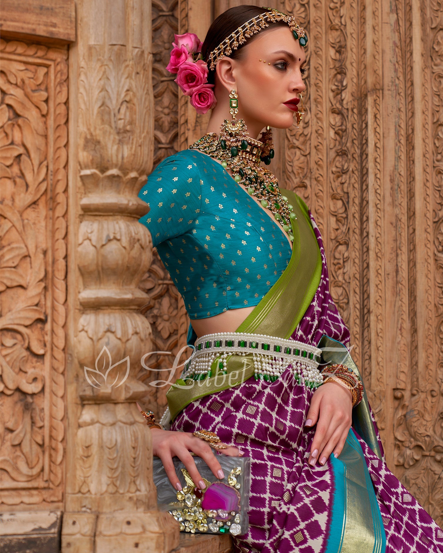Purple Green Pochampally Kanjivaram soft Silk Saree