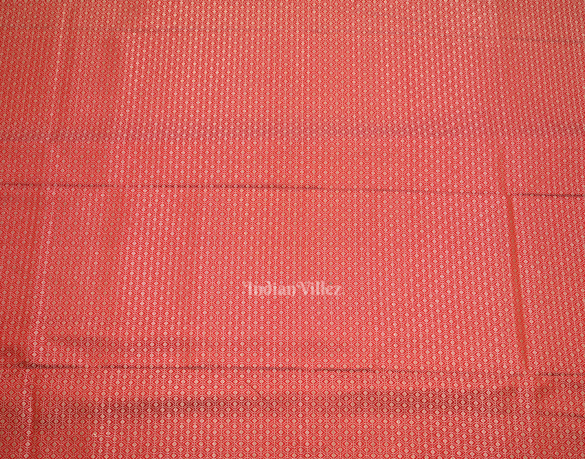 Cherry Red Bridal Soft Pure Mashru Satin Silk Banarasi Saree