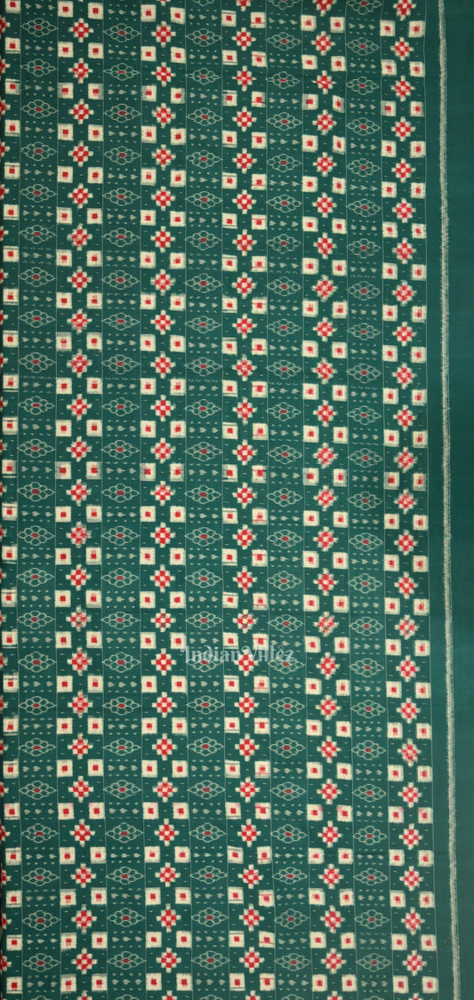 Green Red Pasapali Odisha Ikat Sambalpuri Dress Set & Dupatta
