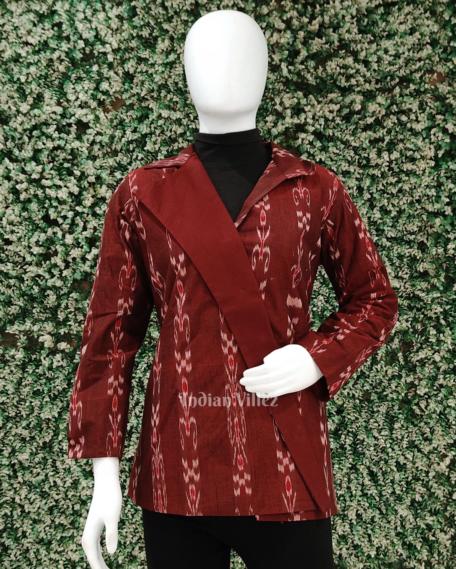 Maroon Mayur Chandrika Odisha Ikat Women's Designer Blazer 