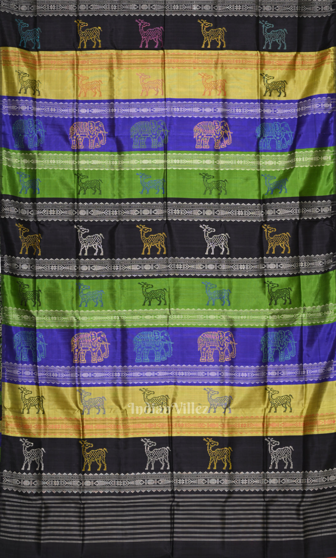 Red Fish Motif Double Pallu Berhampuri Silk Saree