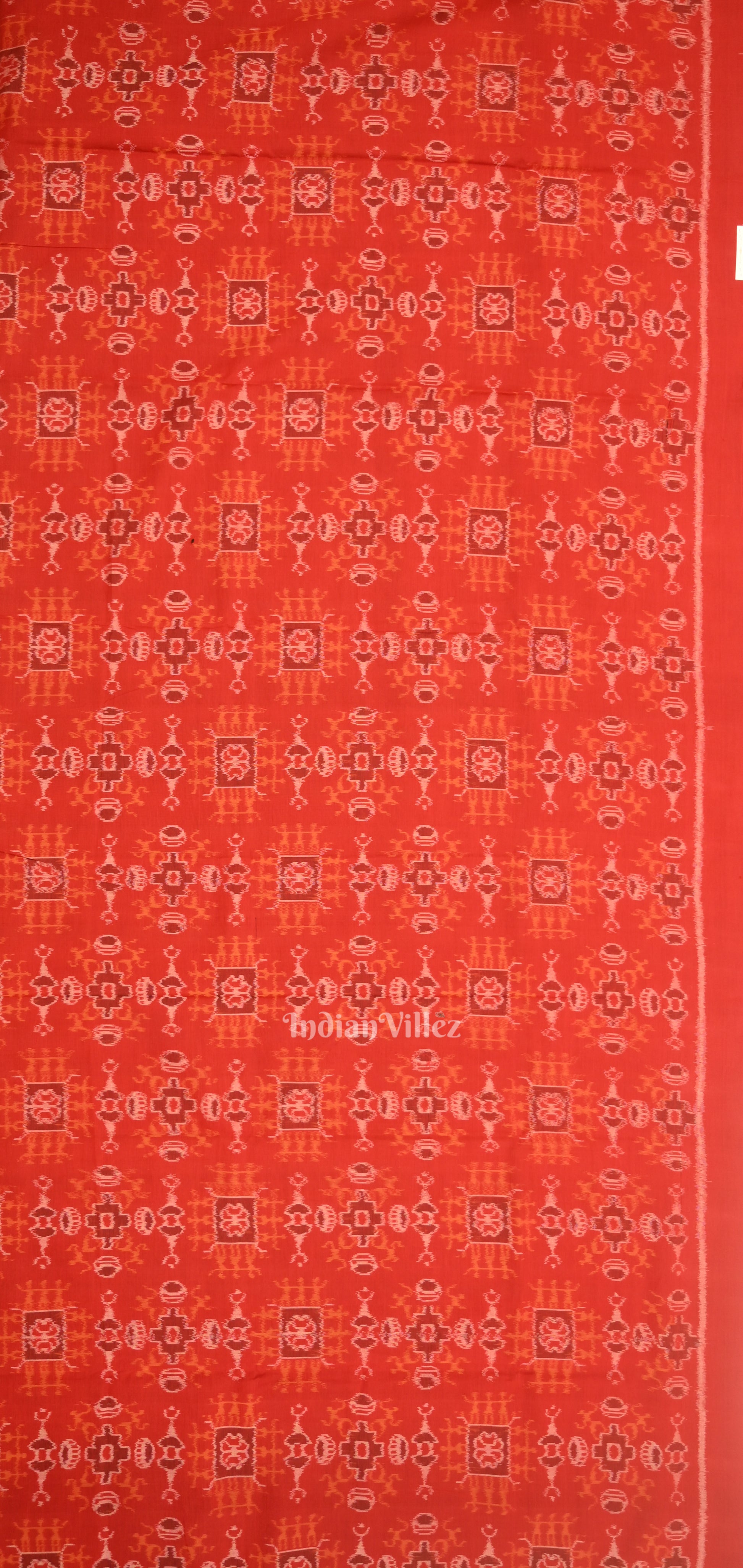 Red Black Tribal Theme Odisha Ikat Sambalpuri Dress Set & Dupatta 