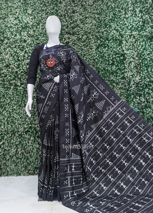 Black Tribal Designer Contemporary Silk Saree