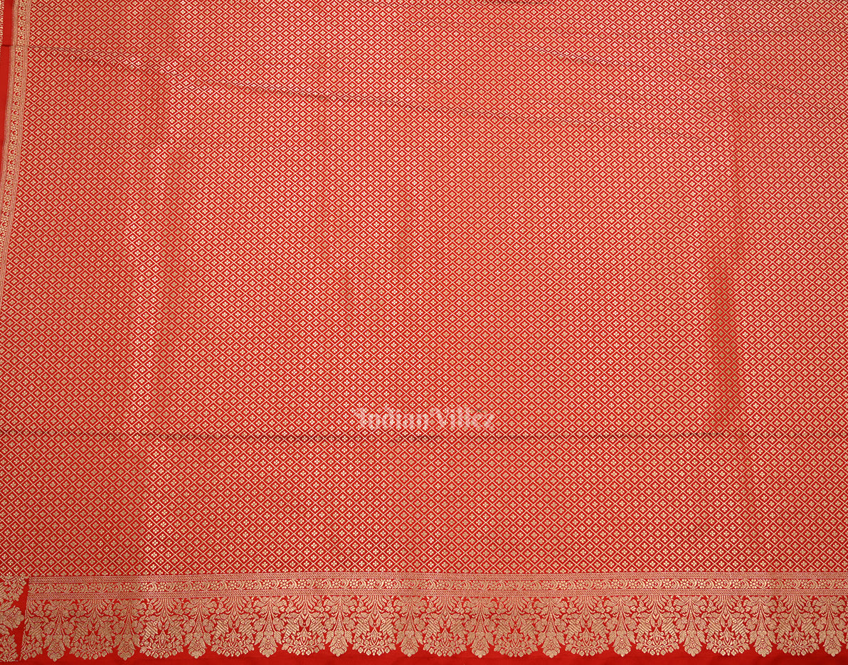 Bridal Royal Red Soft Pure Mashru Satin Silk Banarasi Saree