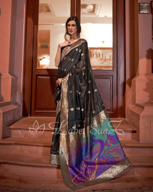 Black Modal Silk Saree 