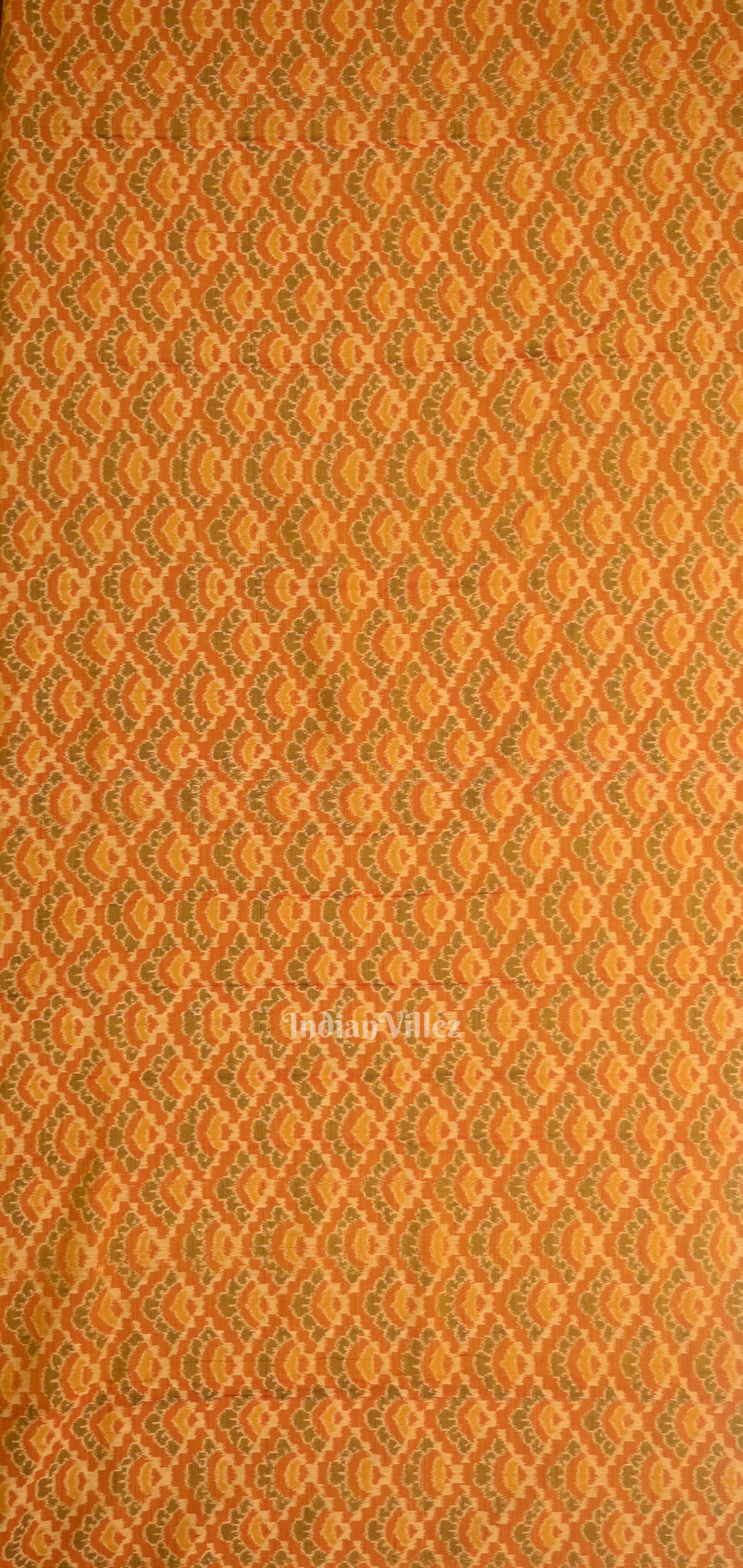 Orange Black Odisha Ikat Sambalpuri Dress Set & Dupatta 