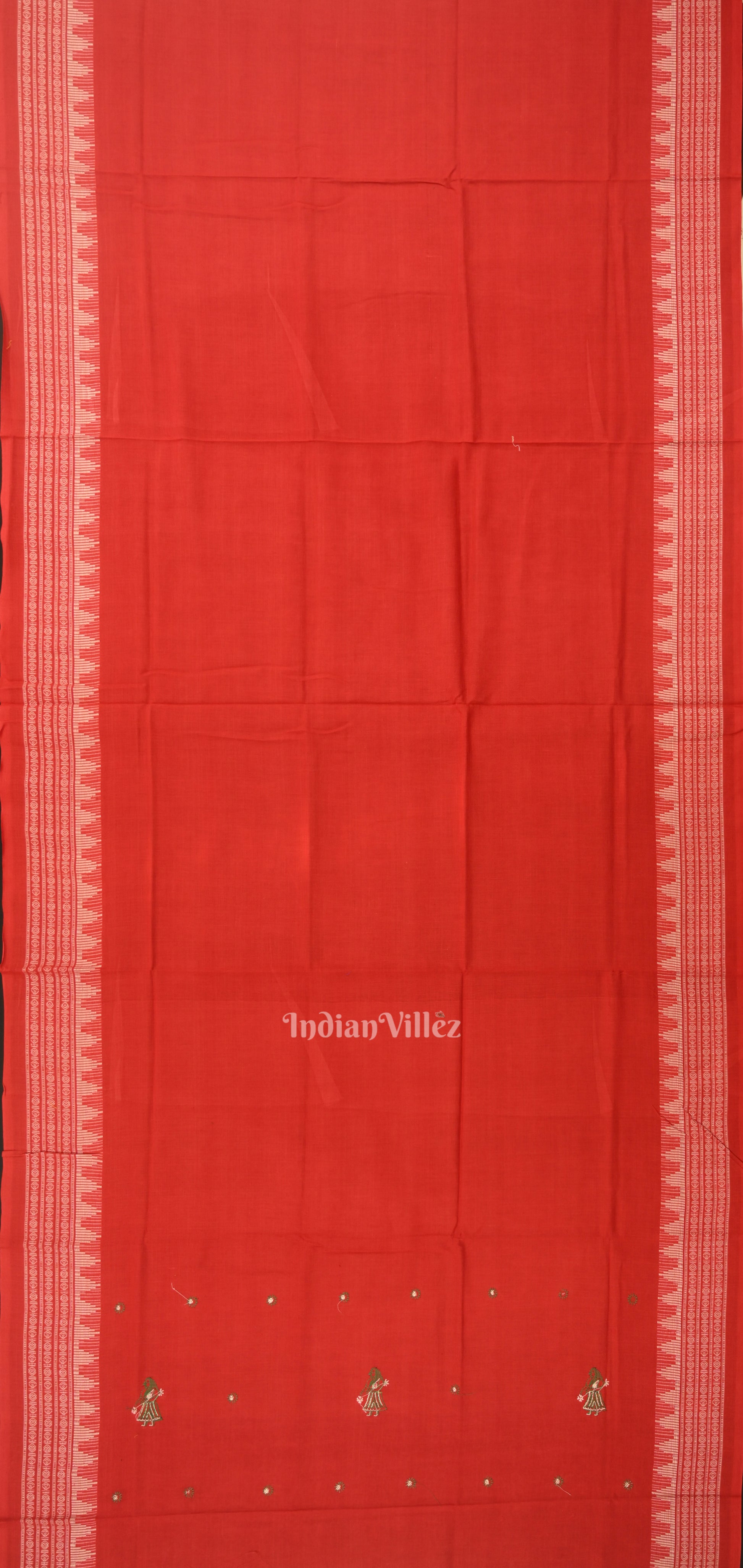 Green with Red Doll Odisha Ikat  Sambalpuri Dress Material & Dupatta