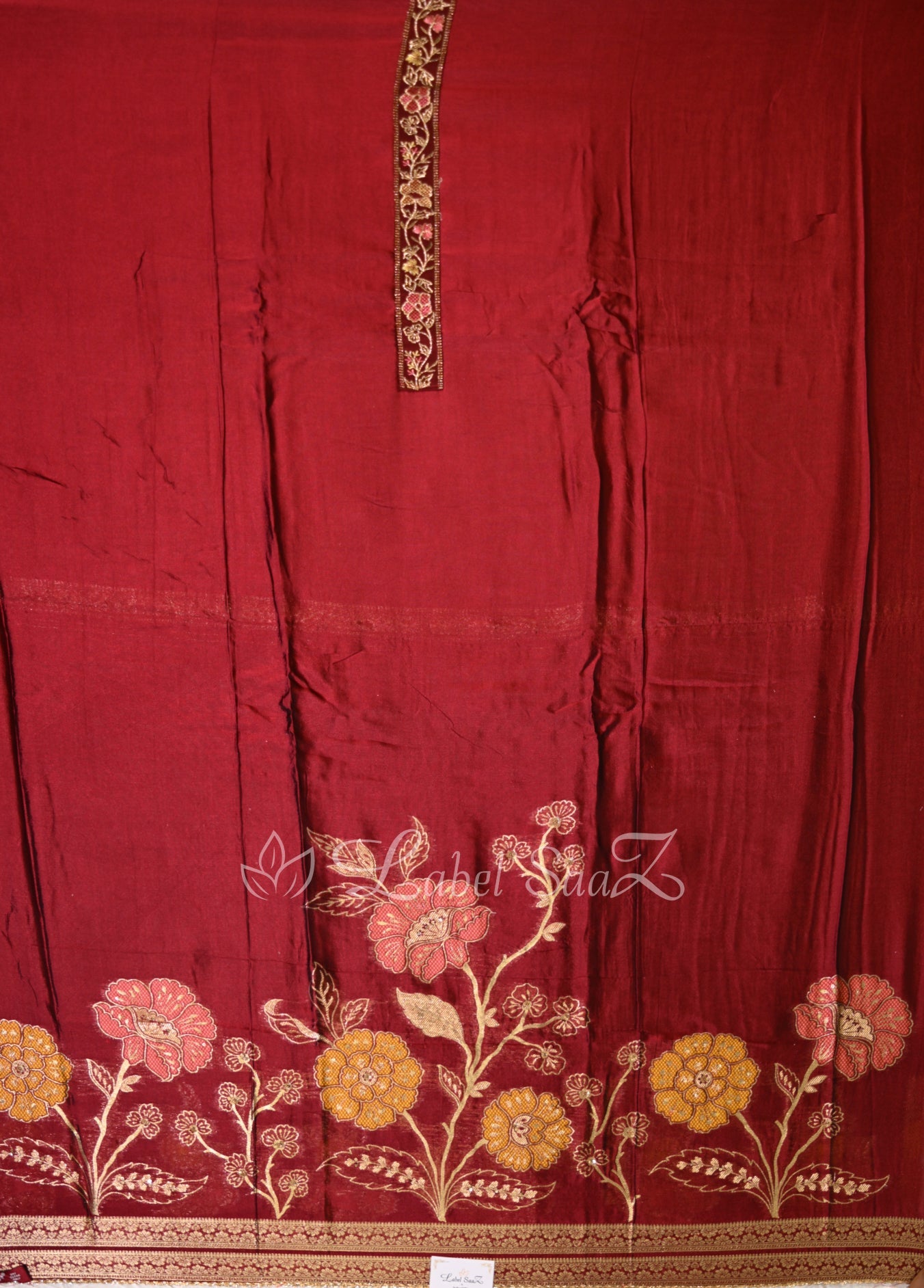 Maroon Unstitched Salwar Suit 
