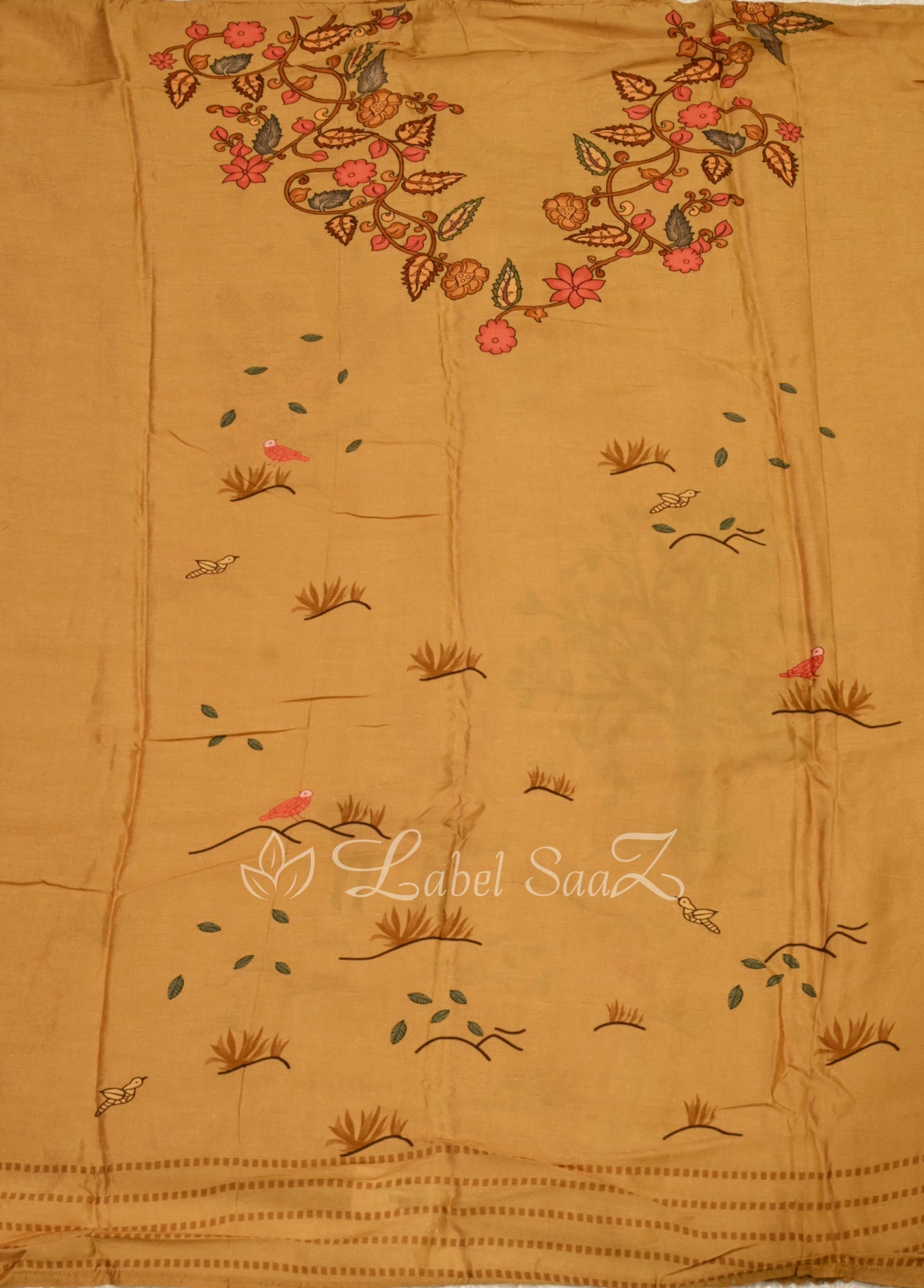 Mustard Yellow Floral Design Unstitched Salwar Suit 
