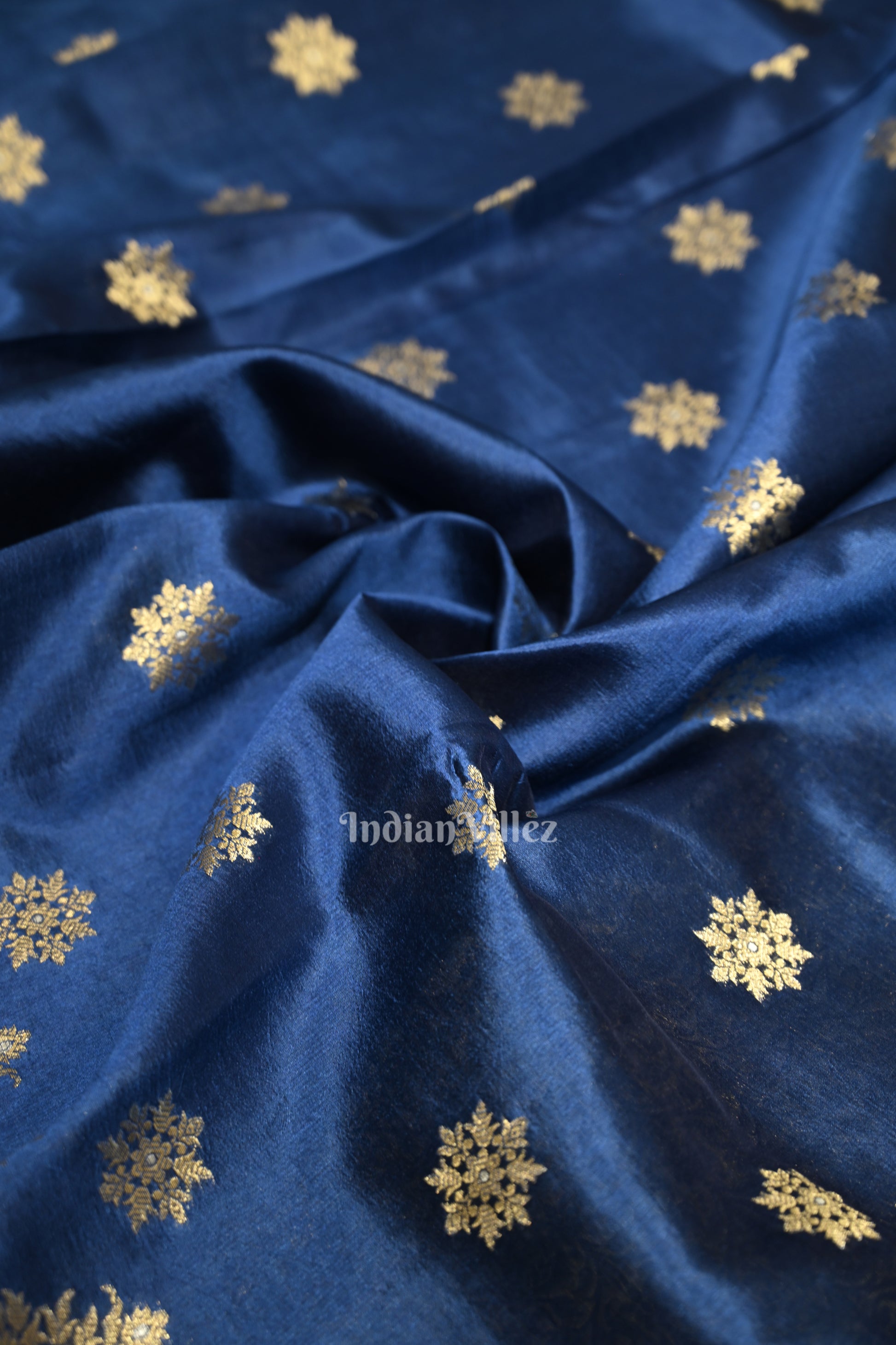 Indigo Blue Kora Organza Banarasi Silk Saree