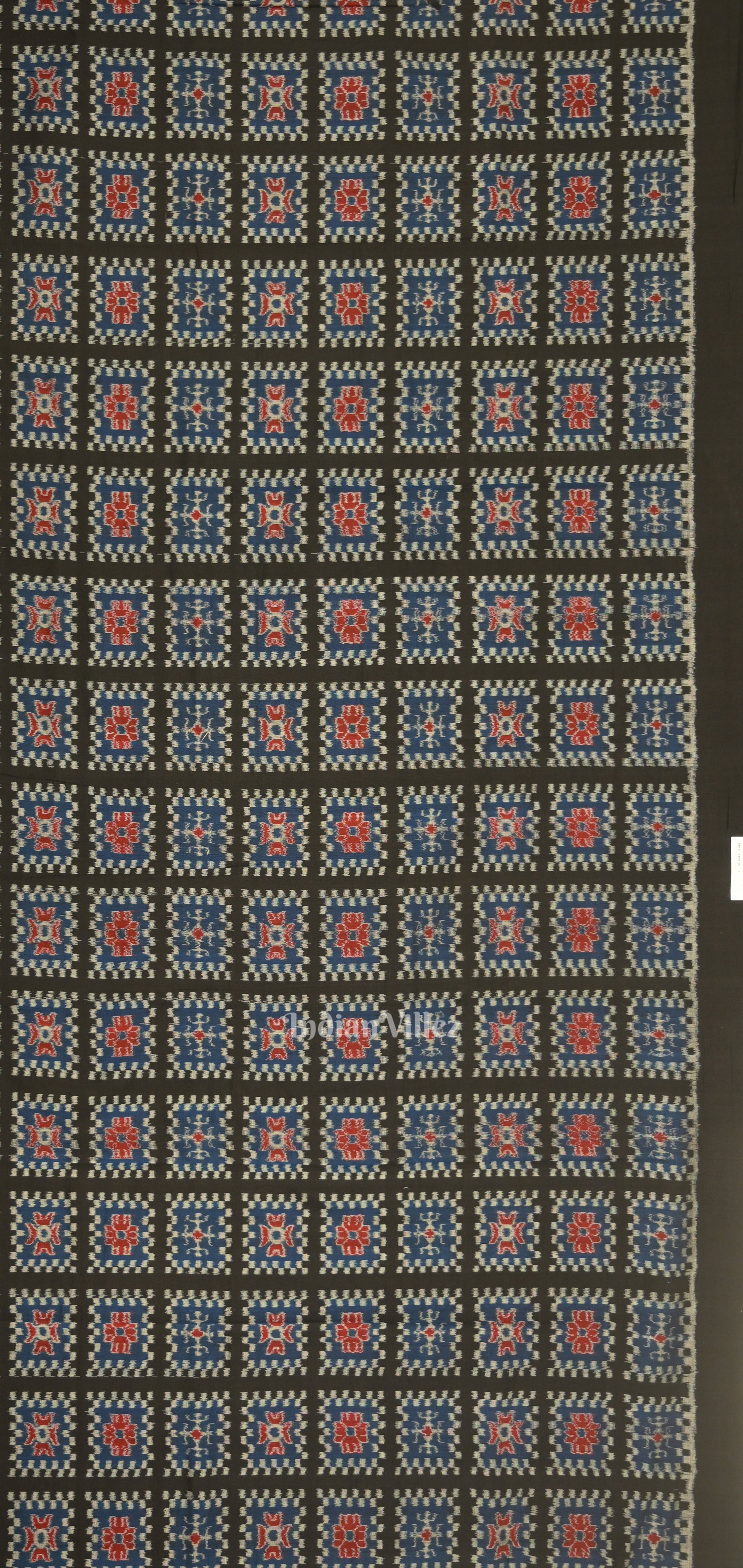 Black Blue Odisha Ikat Sambalpuri Dress Set & Dupatta 