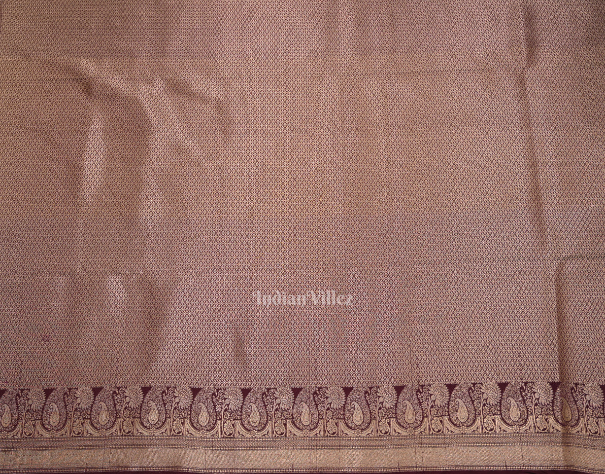 Wine Pure Soft Mashru Satin Silk Banarasi Saree