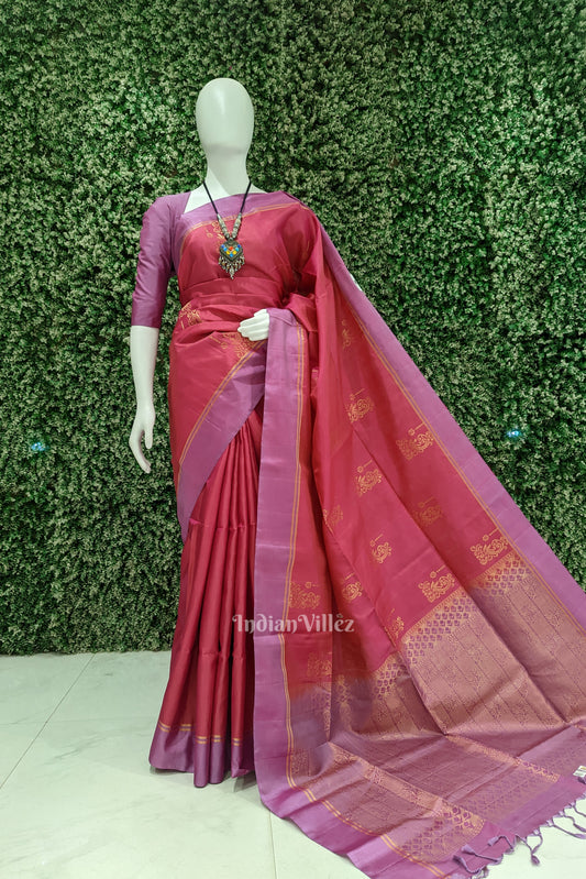 Rani Pink Pure Kanjivaram Soft Silk Saree