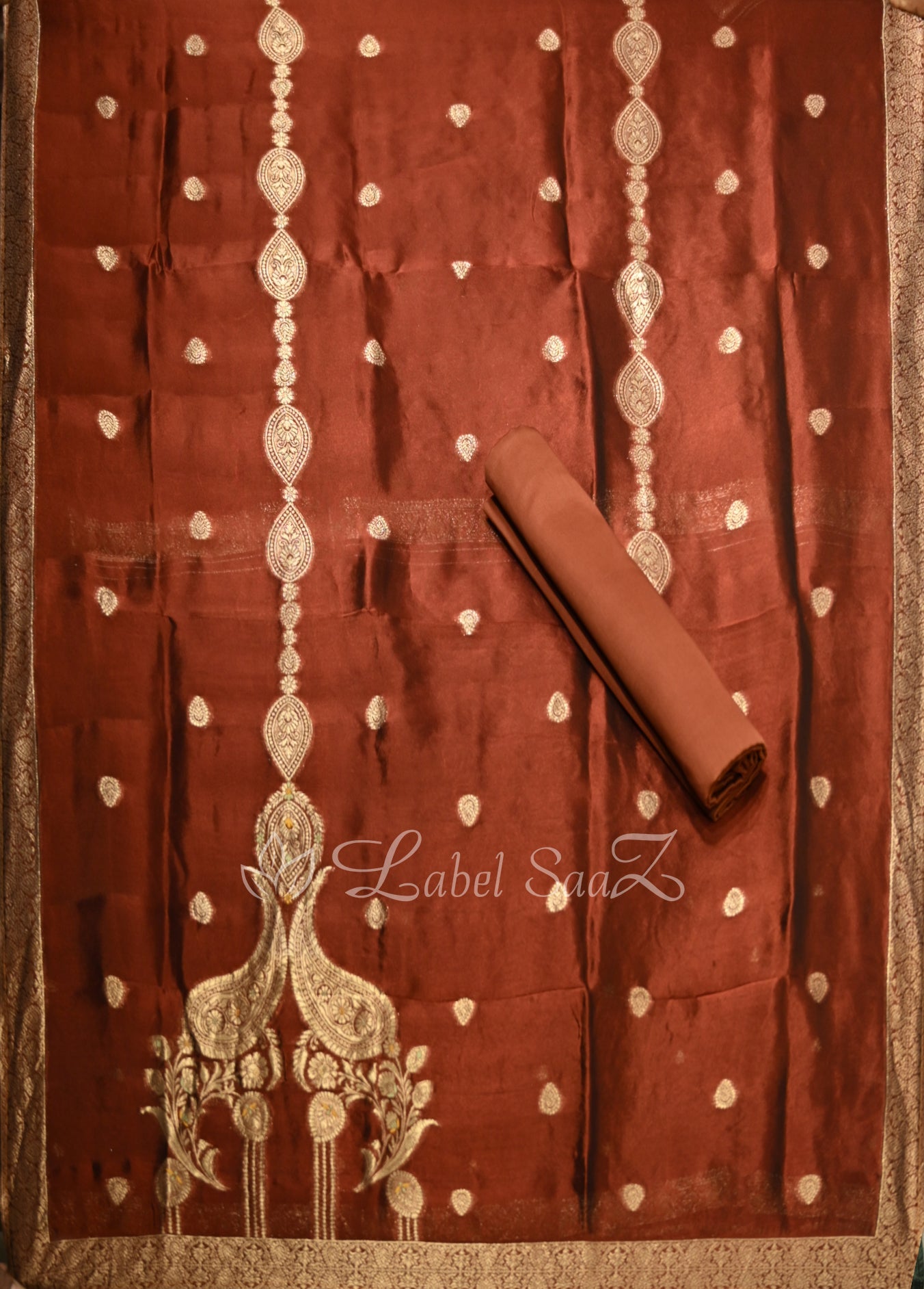 Maroon Banarasi Unstitched Salwar Suit 